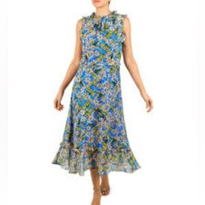 Julia Jordan Floral Print Sleeveless Ruffled Dress Size 4